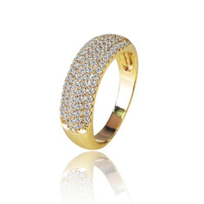 China Classic 18K Gold Plated Hollow Zircon Rings Hollow Out Copper Alloy Rings for sale