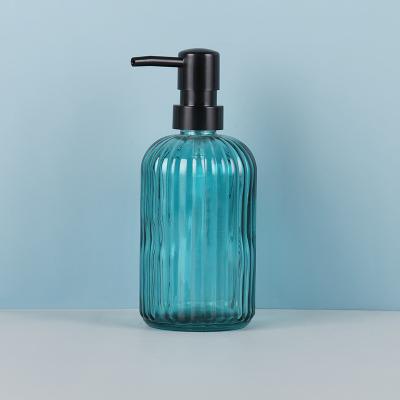 China Customized Viable Color 400ml Shampoo Lotion Bottle Body Oil Dispenser Glass Bottle With Pump for sale