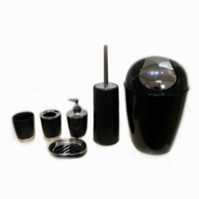 China Sustainable Factory Bathroom Accessories Set Black 6 Pcs Hotel Bathroom Set for sale