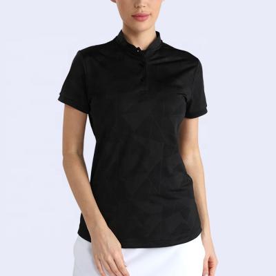 China Xinyihong Women's QUICK DRY Black Embossed Camouflage Tangerine Collar Polo Shirts for sale