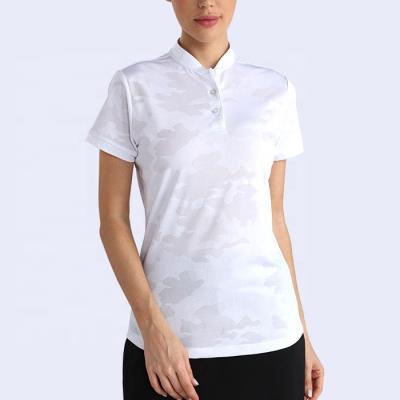 China QUICK DRY Wholesale Spandex 92% Polyester Lady 8% Camouflage White Golf Polo Shirts For Women for sale