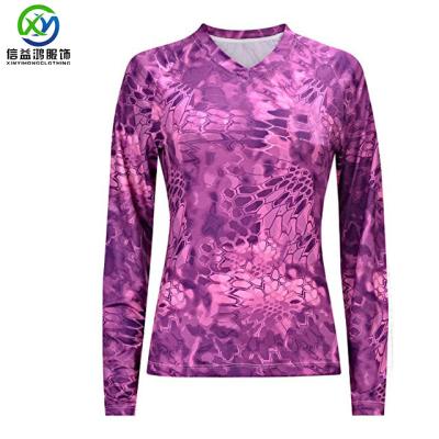 China Antibacterial Ladies &Women UPF 50 Sublimation Fishing Long Sleeve T-Shirt With Thumb Notches Lightweight 100% Polyester Sof for sale