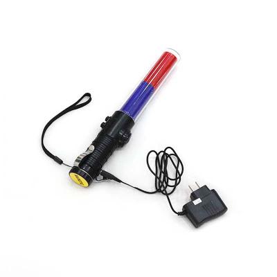 China Lighting-end red and blue color at the top of the flash led multifunctional rechargeable traffic flashing baton for sale