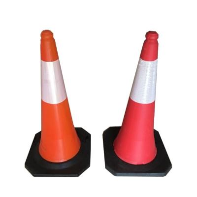 China PE Body With Weight 2.5kgs PE Traffic Cone Rubber Base High Quality Red 750mm 75cm Traffic Cone for sale