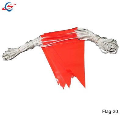 China PVC Triangle Pennant String Banner Hanging Roadway Warning Safety Bunting Orange Flag for sale