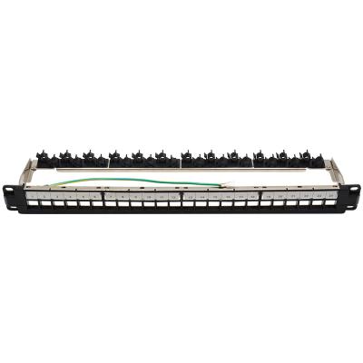 China Toolless Keystone Network Cabling System FTP Port White 24 Patch Panel With Back Bar for sale