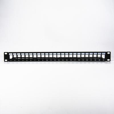 China Blank 1U UTP network cabling system patch panel with rear 24 bar port for modular rj45 jack for sale