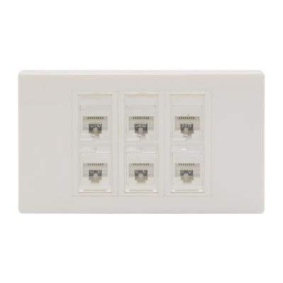 China Cat6 Rj45 USA Network Cabling System Network Wall Trapezoidal 6 Faceplate 120Type USA Left Front Plate for sale