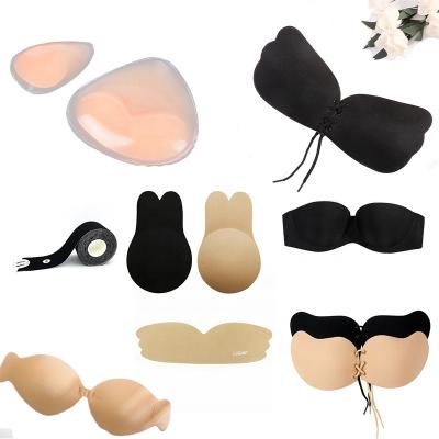 China Dropshipping Underwear Accessory Antibacterial Lift Up Silicon Backless Adhesive Bra Cover Nipple Boob Naked Tape Supports Bra Strapless Bra for sale