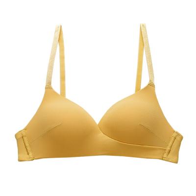 China French cup girl's water bra triangle underwear without steel ring gathered cross light bra for sale