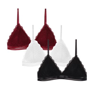 China French Antibacterial No Steel V Ring Sexy Deep Gather Lace Tube Top With Strap Adjustable Bra Chest Pad Girl Triangle Cup Thin Bra for sale