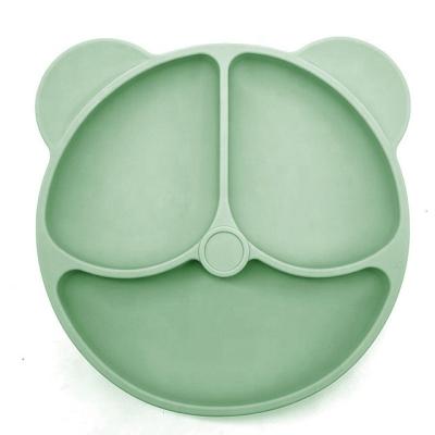 China Eco-freindly 2022 New Design Portable Silicone Baby Divided Dish Food Grade Silicone BPA Free Dinner Dish With Suction for sale