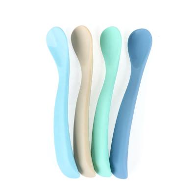 China Soft BPA Free Fast Shipping Baby Silicone Feeding Spoon Food Grade Baby Infant Silicone BPA Free Feeding Spoon for sale