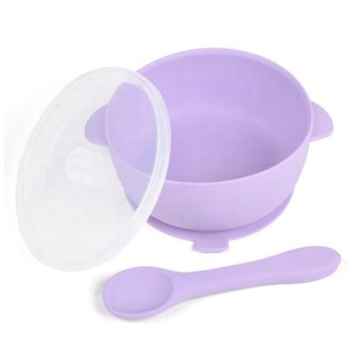 China Silicone Microwave Suction Baby Safe Non-slip Self Feeding Toddlers Microwave Safe Spoon Bowls with Lid for sale