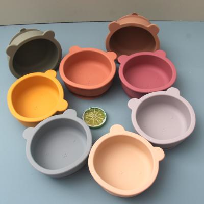 China Wholesale Customized Eco-freindly Bear Shape Food Grade Silicone Non Slip Baby Feeding Bowl With Spoon for sale