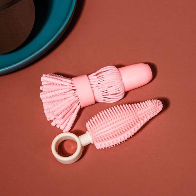 China Fast Shipping Stocked Outdoor Portable Soft Stiffens Silicone Bottles Cleaning Brush Set for sale