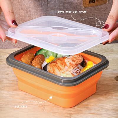 China Bento Box Collapsible Food Grade Portable Silicone Collapsible Microwavable Collapsible Bowl Food Bowl for sale