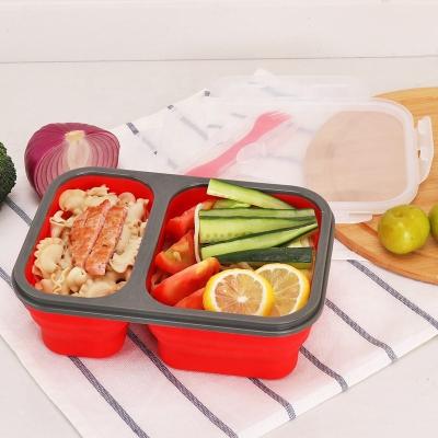 China Portable Collapsible Food Grade Silicone Food Storage BPA Free Collapsible Collapsible Lunch Bento Box for sale