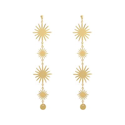 China INS TRENDY Women's Fashion Gold Along Classic Pattern Earrings Sunflower Gold Plated Trendy Charm Earrings For Women for sale