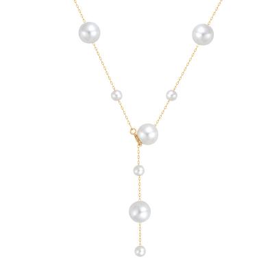 China Fashion Jewelry Simple Design Gold Plated Pearl Necklace Women Pendant Gifts for sale