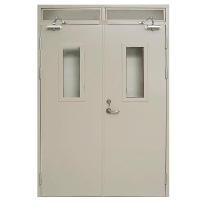 China Residential Fire Protection Fireproof Double Leaf Swing Style Fireproof Doors With Glass Vision for sale