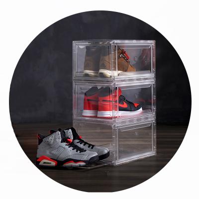 China 2021 Hot Sale New Product Sustainable Plastic Stackable Shoe Containers Shoe Box Transparent Clear Sneaker Box for sale