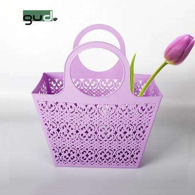 China Sustainable Multifunctional Plastic Shopping Basket With Handle /storage Basket for sale