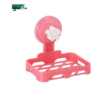 China Sustainable plastic storage wall bathroom shelf with strong suction cup soap packaging box /soap dish for sale