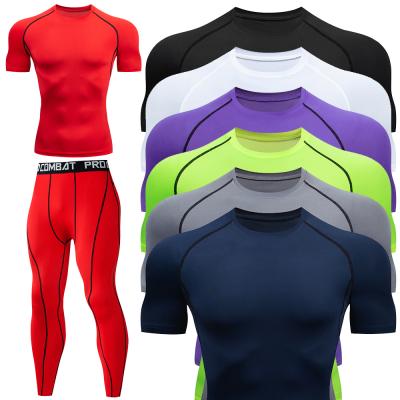 China Custom Breathable Men's Compression Gym Fitness Wear Men Sport Clothing Workout Quick Dry Set for sale