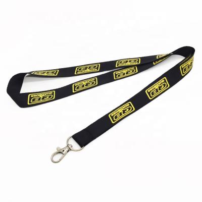 China Durable Fast Black Offset Printing Polyester Nylon ID Card Badge Holder Customization Lanyard Lanyard Neck Strap for sale