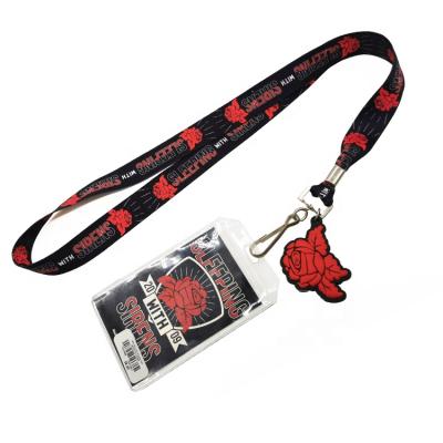 China Hot Selling ID Card Badge Holder Lanyard With Custom Printed Card Lanyard Strap With Name Badges And PVC Rubber Hanger for sale