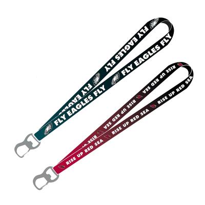 China Custom wholesale cheap high quality sublimation polyester lanyards daily life dye with bottle opener for sale