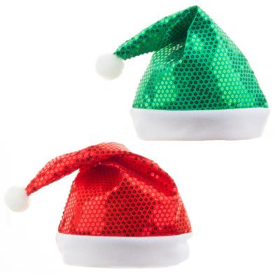 China Christmast Ornament Festival Hat Ornament Glitter Unique Reflective Christmas Sequin Hat Sequin Christmas Hat for sale