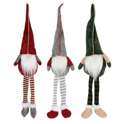 China SJ344 Santa Claus Gnome Doll Ornaments Christmas Santa With Red Hat Knitted Flexible Legs Cotton Stuffed Christmas Doll for sale