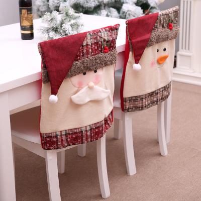 China New Fashionable Fancy Designed Chair Back Covers Santa Christmas Chair Cover For Family Party for sale