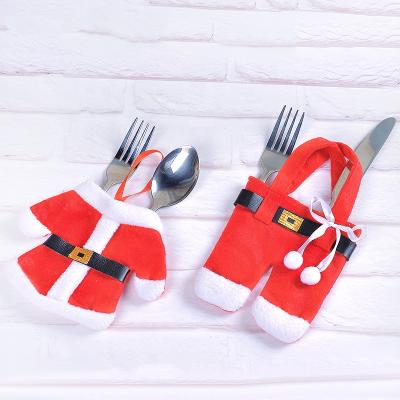 China Cutlery Cover Set SJ0181 2pcs Small Belt Felt Christmas Cutlery Cover Set Tableware Decoration Clothing for sale