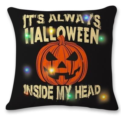 China BSCI SJ0969 Modern Home Decorations Square Party Cushion Pillow 45cm Led Lighted Halloween Pillow for sale