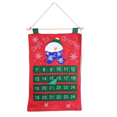 China Snowman Style SJ0231 Linen Fabric China Made Colorful Snowman Red Christmas Tree Advent Calendar for sale