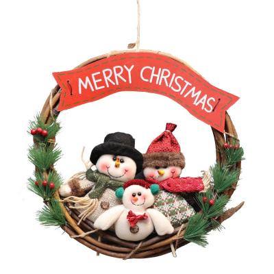 China Christmas Family Dolls House Ornaments Printable Christmas Round Door Hanger 36cm Merry Door Decoration SJ0510 for sale