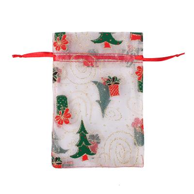 China BSCI SJ0959 10cm Modern Promotional Transparent Organza Drawstring Candy Bag Mini Christmas Bag for sale