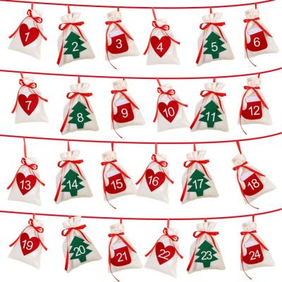 China Customized Color 24 Color Numbers Drawstring Christmas Ornaments Gift Bags Customized Christmas Banner SJ0396 Small for sale