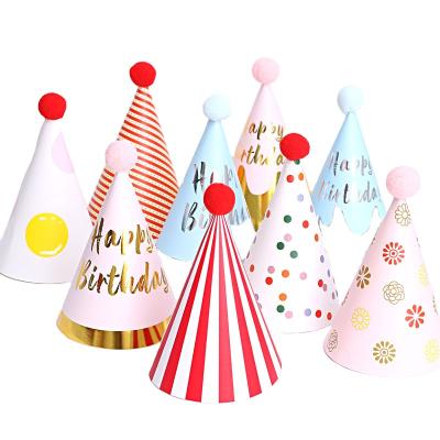 China Popular/Romantic SJ Birthday Party Hats SJ Fun Celebration Happy Birthday Cone Party Kit Hats For Kids Birthday Party for sale