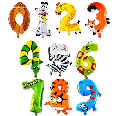 China Custom Small Size 16 Inch Cardboard Party Animal Shaped Number Balloons Baby Shower Birthday Mylar Balloons for sale