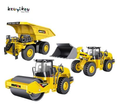 China Huina Construction Road Roller Loader Remote Control Dump Truck New Model KYK Auto Return Design RC Excavator Wheel Truck for sale