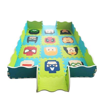 China Safety Baby Guardrail Foam Play Mat Washable Home Cartoon Splicing EVA Foam Mat for sale