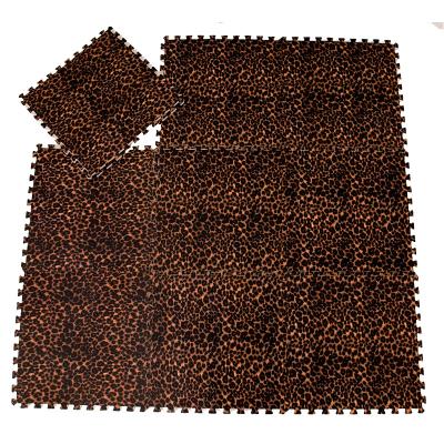 China Customized 60*60cm Leopard Print Home Fitness Exercise Mat Kids Anti-Slip Play Mat for sale