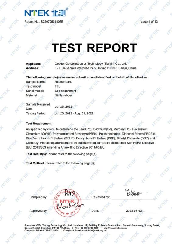 RoHS - Optiger Optoelectronics Technology (Tianjin) Co.,Ltd