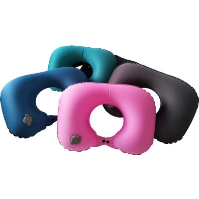 China 2021 New Travel Neck Pillow Anti-static Inflatable Head Support U-shaped Plane Rest Neck Rest Pillow for sale