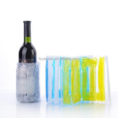 China New Waterproof Factory Design PVC Ice Freeze Beads Soft Cooler Bag Wine Bottle Cooler Beer Sleeve Freezer Cooler Wrap for sale