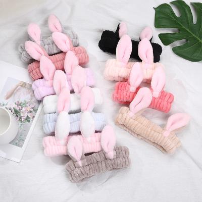 China Hot Plush Girl Products Makeup Face Wash Rabbit Headdress Smart Casual Cute Rabbit Ears Headband for sale